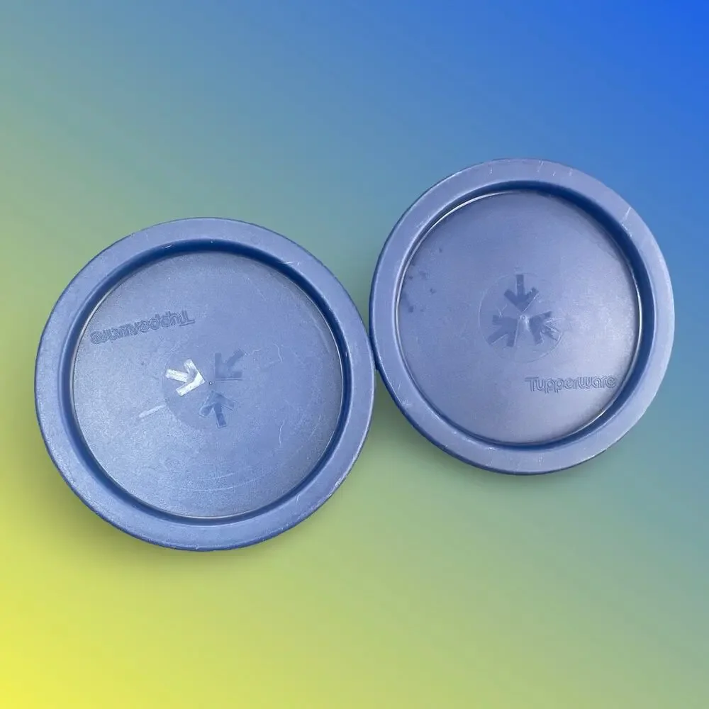 Vintage Tupperware One Touch Canister Replacement Lids 2423E Size A Blue Lot x2